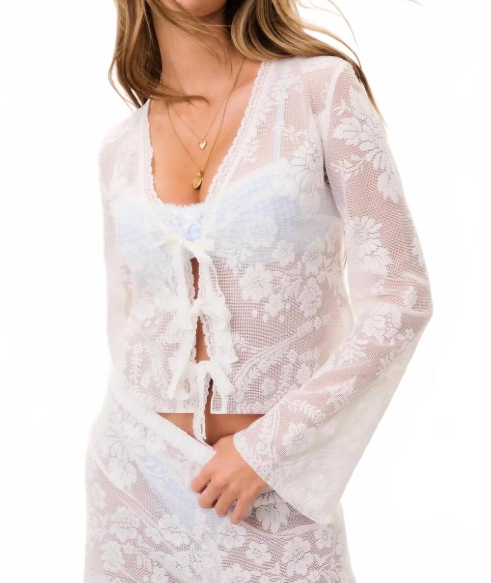 NEW LOVESHACKFANCY stacellea sheer lace top in white